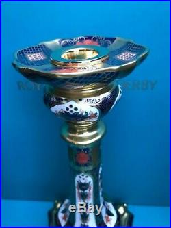 New Royal Crown Derby 1st Qual Imari Solid Gold Band 10 Candlestick Top Sconce