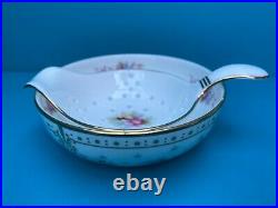 New Royal Crown Derby 1st Quality Antoinette Tea Strainer & Drip Bowl