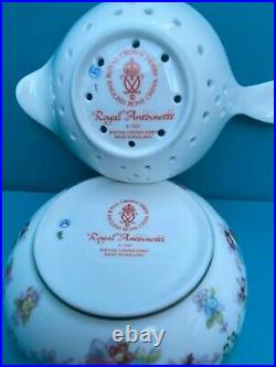 New Royal Crown Derby 1st Quality Antoinette Tea Strainer & Drip Bowl