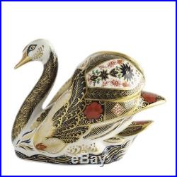 New Royal Crown Derby 1st Quality Imari Solid Gold Band Swan Paperweight