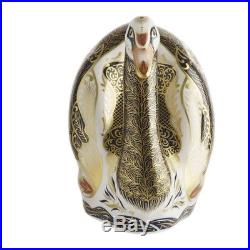 New Royal Crown Derby 1st Quality Imari Solid Gold Band Swan Paperweight