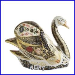 New Royal Crown Derby 1st Quality Imari Solid Gold Band Swan Paperweight