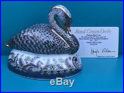 New Royal Crown Derby 1st Quality Limited Edit. Platinum Black Swan Paperweight