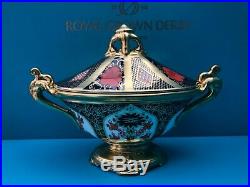 New Royal Crown Derby 1st Quality Old Imari Solid Gold Band Covered Urn