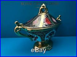 New Royal Crown Derby 1st Quality Old Imari Solid Gold Band Covered Urn