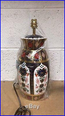 New Royal Crown Derby 1st Quality Old Imari Solid Gold Band Longnor Lamp