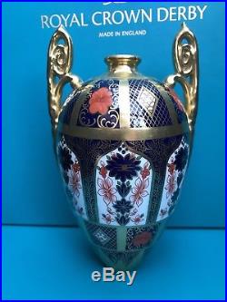 New Royal Crown Derby 1st Quality Old Imari Solid Gold Band Trophy Vase Body