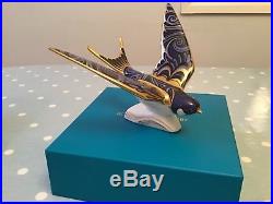 New Royal Crown Derby 1st Quality Swallow Paperweight Gold Stopper Original Box
