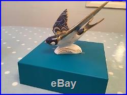 New Royal Crown Derby 1st Quality Swallow Paperweight Gold Stopper Original Box