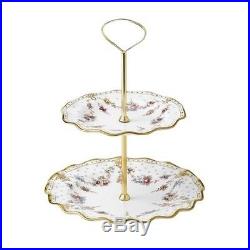 New Royal Crown Derby 2nd Quality Antoinette 2 Tier Cake Stand