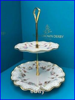 New Royal Crown Derby 2nd Quality Antoinette 2 Tier Cake Stand