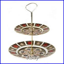 New Royal Crown Derby 2nd Quality Old Imari 1128 2 Tier Cake Stand
