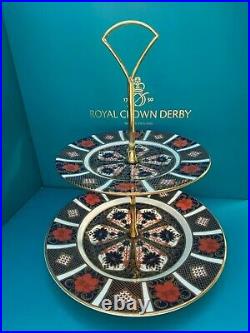 New Royal Crown Derby 2nd Quality Old Imari 1128 2 Tier Cake Stand