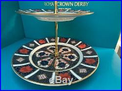 New Royal Crown Derby 2nd Quality Old Imari 1128 2 Tier Cake Stand