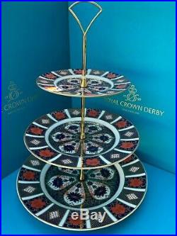 New Royal Crown Derby 2nd Quality Old Imari 1128 3 Tier Cake Stand