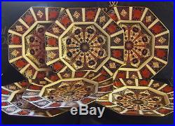 New Royal Crown Derby 2nd Quality Old Imari 1128 Set of 6 x 9 Octagonal Plates