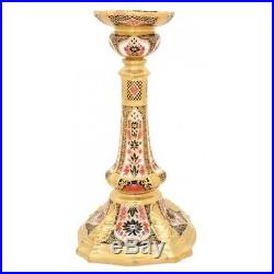 New Royal Crown Derby 2nd Quality Old Imari Solid Gold Band 6 Candlestick