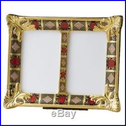 New Royal Crown Derby 2nd Quality Old Imari Solid Gold Band Double Picture Frame