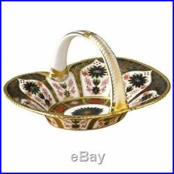 New Royal Crown Derby 2nd Quality Old Imari Solid Gold Band Heather Basket