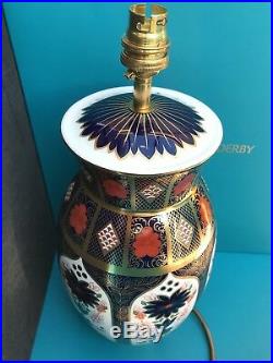 New Royal Crown Derby 2nd Quality Old Imari Solid Gold Band Longnor Lamp