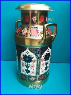 New Royal Crown Derby 2nd Quality Old Imari Solid Gold Band Milk Churn