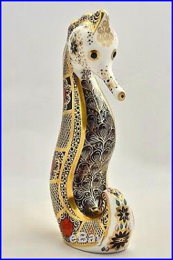 New Royal Crown Derby Old Imari Solid Gold Band Seahorse Paperweight 1st Quality