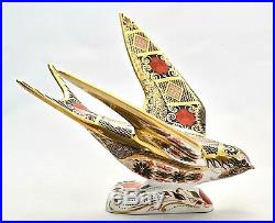 New Royal Crown Derby Old Imari Solid Gold Band Swallow Bird Paperweight'1st