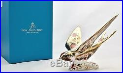 New Royal Crown Derby Old Imari Solid Gold Band Swallow Bird Paperweight'1st
