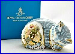 New Royal Crown Derby Sleepy Tabby Kitten Kitten Paperweight 1st Quality Boxed