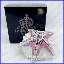 New Royal Crown Derby Starfish Candy Paperweight Boxed Gold Stopper