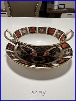 OLD IMARI 1128 Royal Crown Derby Cream Soup Bowl & Saucer