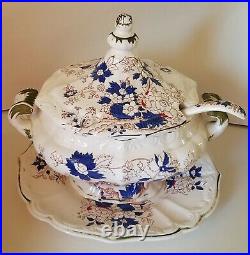 ORIGINAL ROYAL CROWN DERBY Covered Soup Tureen Hand Painted Under Plate & Ladle