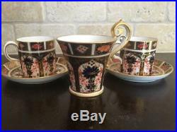 Old Imari 9PC Set Demi Coffee Cups & Saucers +Mug Royal Crown Derby China 1128