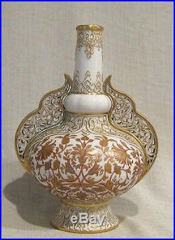 Ornate 19th Century Royal Crown Derby 10 1/2 Double Handled Vase