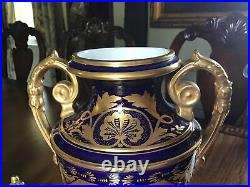 PAIR ANTIQUE REGENCY Royal Crown Derby Porcelain LANDSCAPE Urns circa 1815