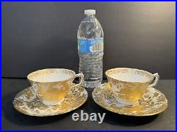 PAIR Royal Crown Derby Aves Gold Tea Cup & Saucer 74% OFF RETAIL Perfect