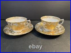 PAIR Royal Crown Derby Aves Gold Tea Cup & Saucer 74% OFF RETAIL Perfect