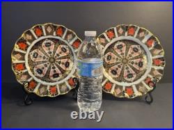 PAIR Royal Crown Derby Old Imari Sheffield Fluted Dessert Plates Retail $1,430