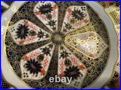 PAIR Royal Crown Derby Old Imari Sheffield Fluted Dessert Plates Retail $1,430