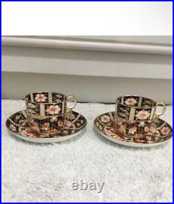 PAIR Set Of 2 Royal Crown Derby Traditional 2451 Cups & Saucers