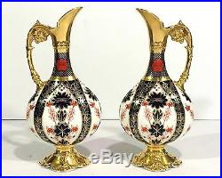 Pair 10 ROYAL CROWN DERBY 1128 Porcelain Ewers OLD IMARI Mint