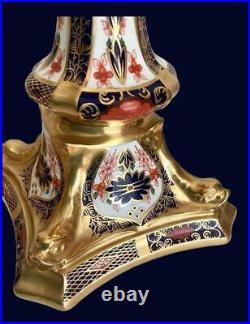 Pair 1982 1985 Royal Crown Derby Old Imari Candlesticks 1128