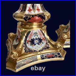 Pair 1982 1985 Royal Crown Derby Old Imari Candlesticks 1128