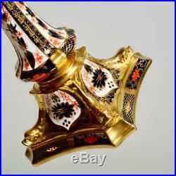 Pair (2) Royal Crown Derby Imari Candlesticks #1128, English Bone China, 10