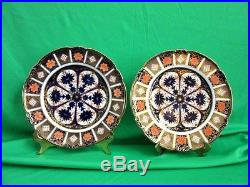 Pair Antique Royal Crown Derby Old Imari Cake Plates Scalloped Edge Rd No 710699