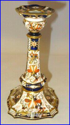 Pair Of Antique Royal Crown Derby 2451 6 3/8 Imari Candlesticks 1912 & 13 VGC