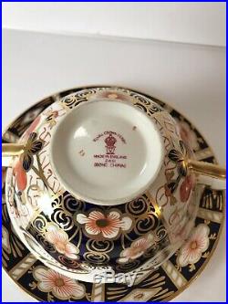 Pair Royal Crown Derby #2451 Traditional Imari Bone China Soup Bowls