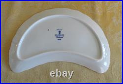 Pair Royal Crown Derby Bone China Blue Mikado Crescent Salad Plate with Gold Gilt