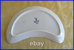 Pair Royal Crown Derby Bone China Blue Mikado Crescent Salad Plate with Gold Gilt