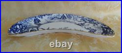 Pair Royal Crown Derby Bone China Blue Mikado Crescent Salad Plate with Gold Gilt